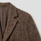 Men’s Checked Overcoat - Single Breasted Smart Casual Long Coat