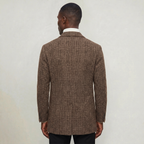 Men’s Checked Overcoat - Single Breasted Smart Casual Long Coat