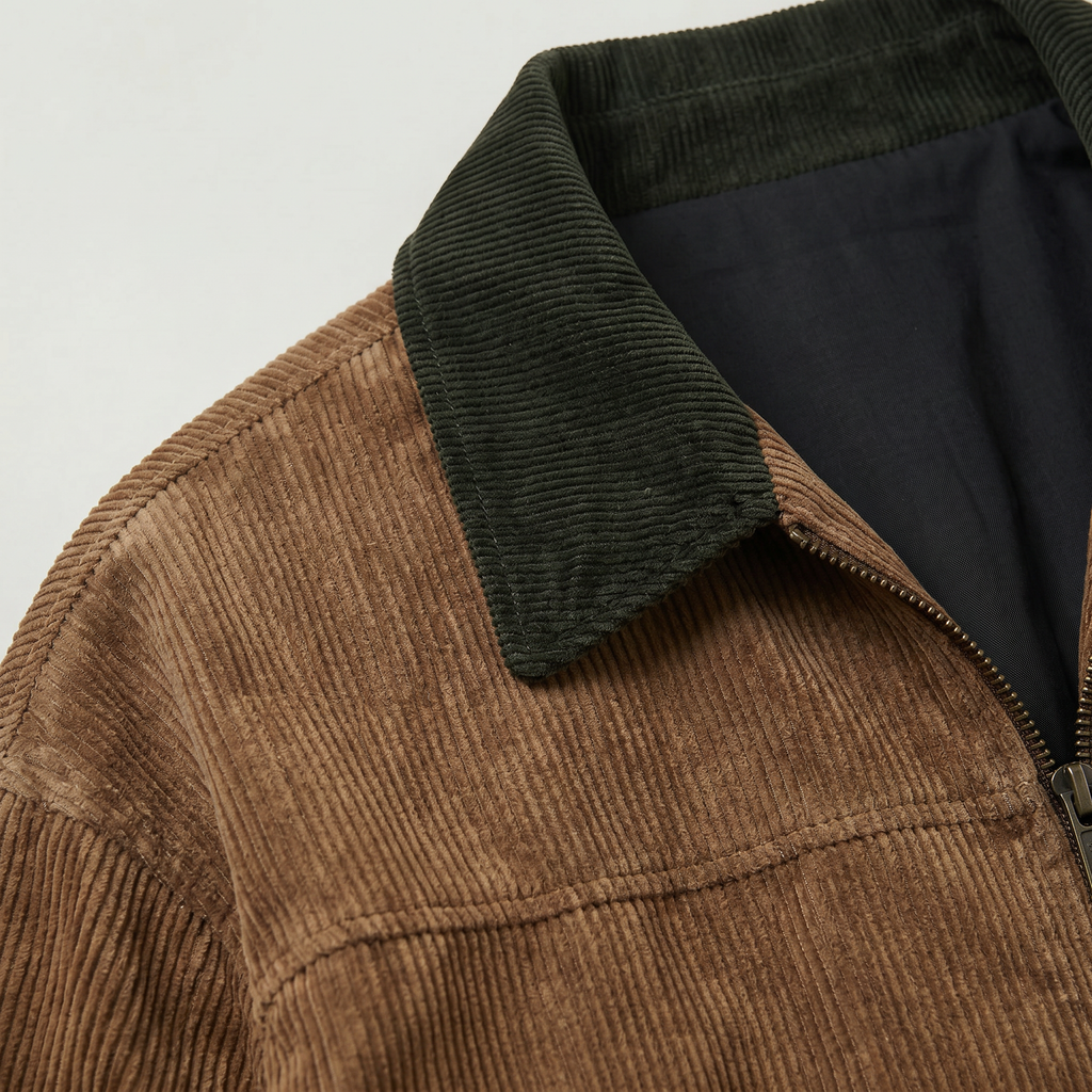 Men’s Corduroy Bomber Jacket - Casual Zip Up Windbreaker Coat