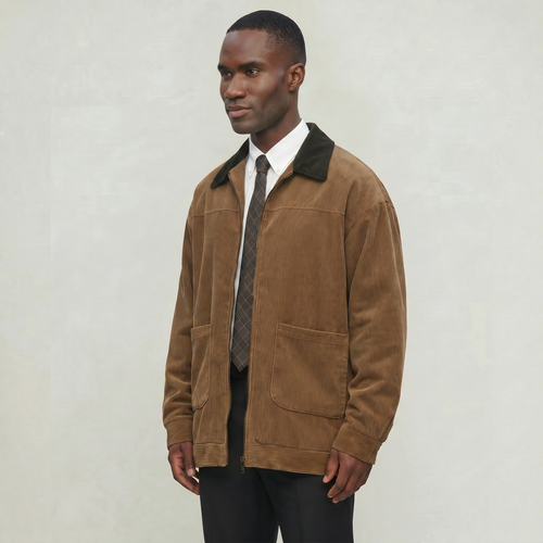 Men’s Corduroy Bomber Jacket - Casual Zip Up Windbreaker Coat