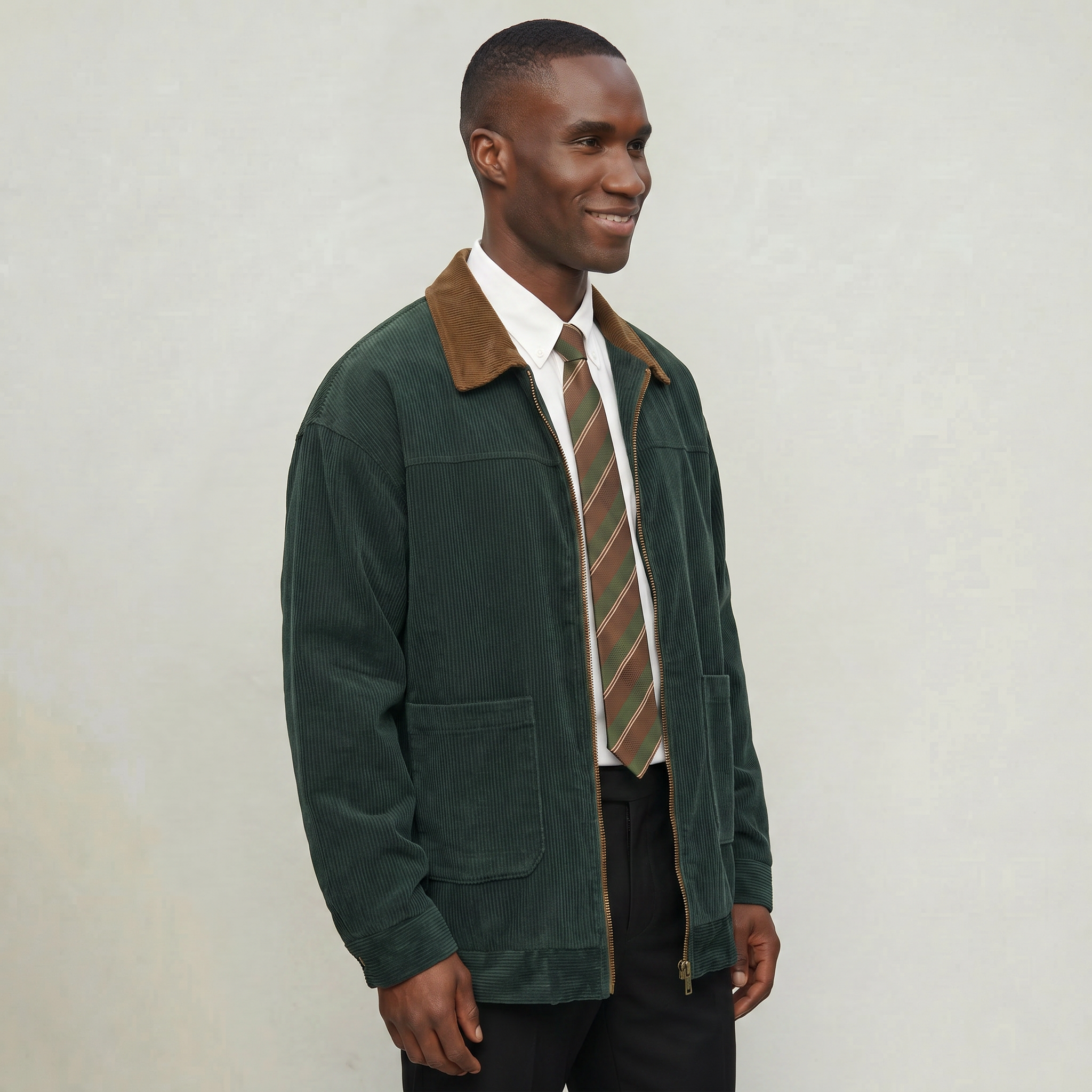 Men’s Corduroy Bomber Jacket - Casual Zip Up Windbreaker Coat