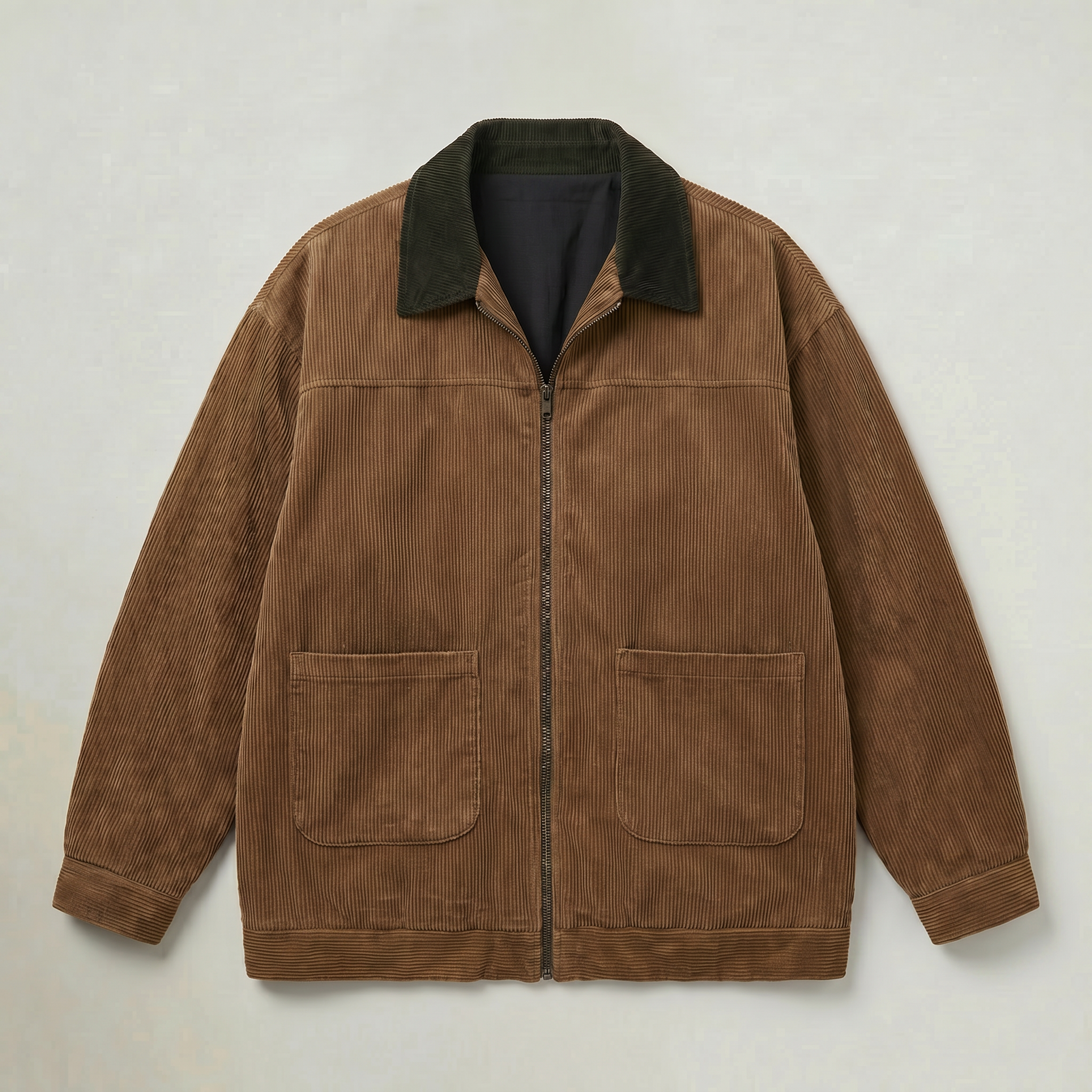Men’s Corduroy Bomber Jacket - Casual Zip Up Windbreaker Coat