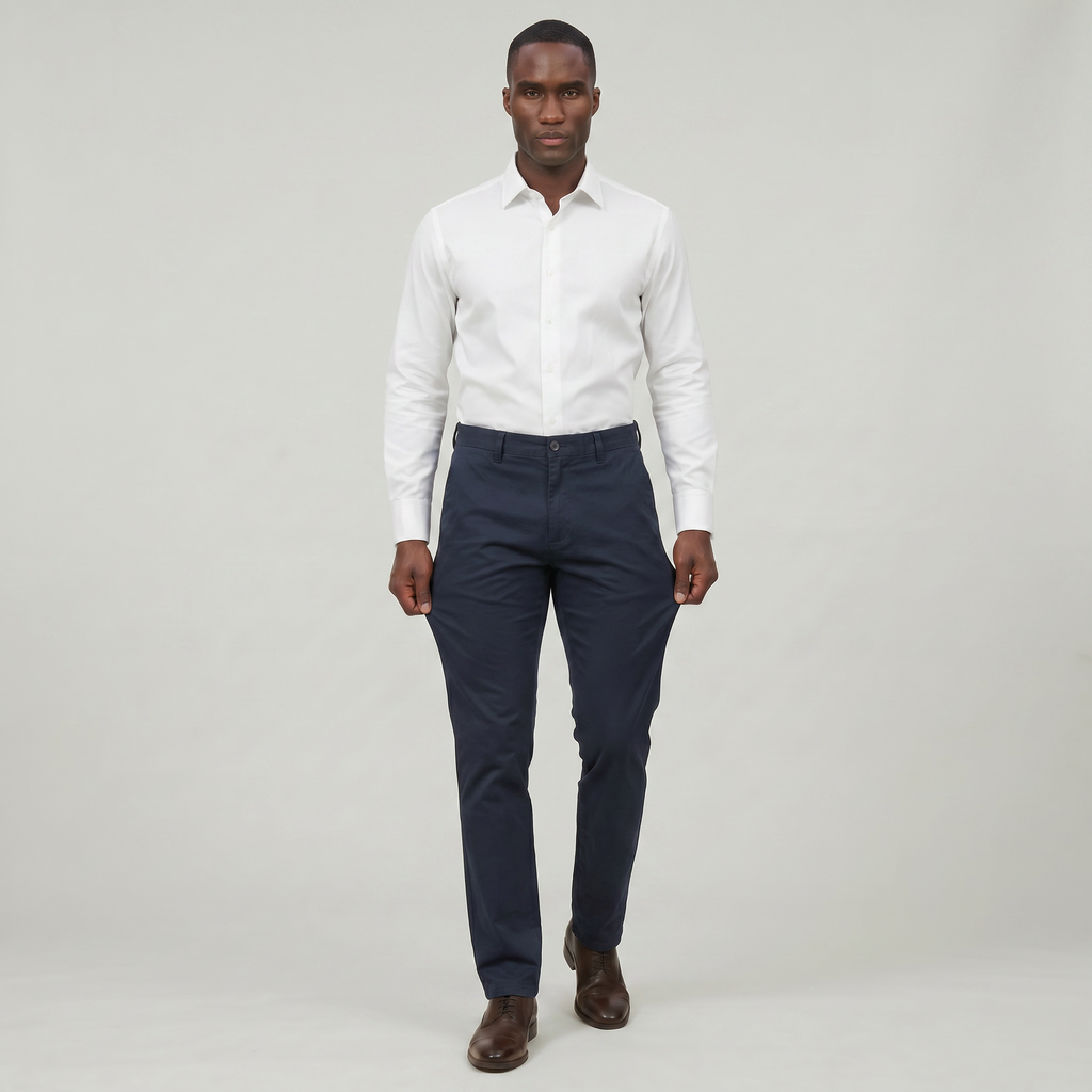 Men’s Cotton Stretch Chino Trousers - Straight Fit