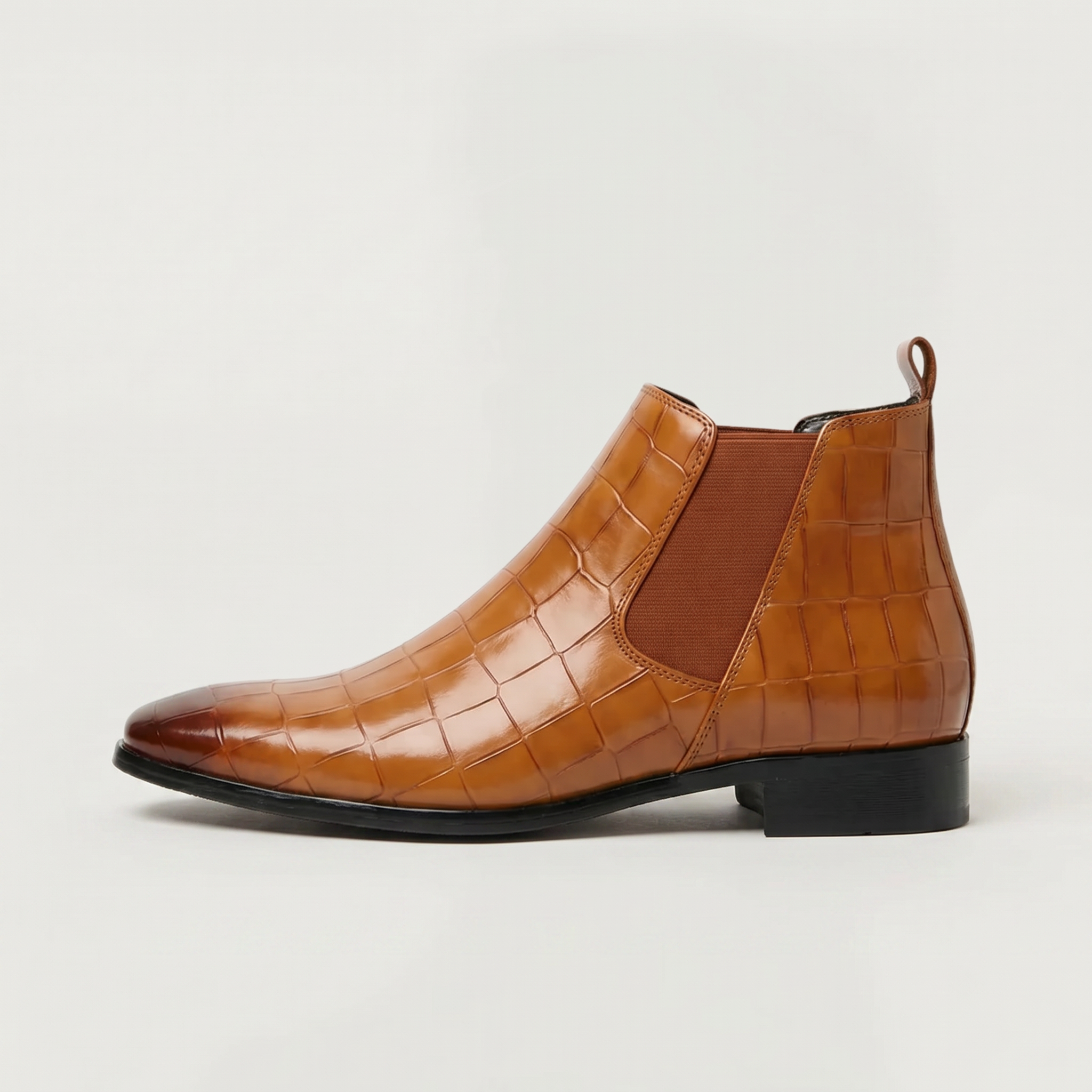 Men’s Croc-Texture Chelsea Boots - Dress Ankle Slip-On Fit