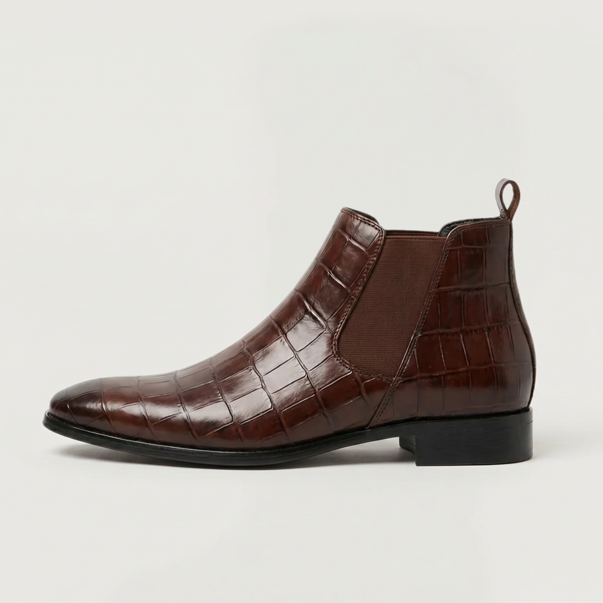 Men’s Croc-Texture Chelsea Boots - Dress Ankle Slip-On Fit