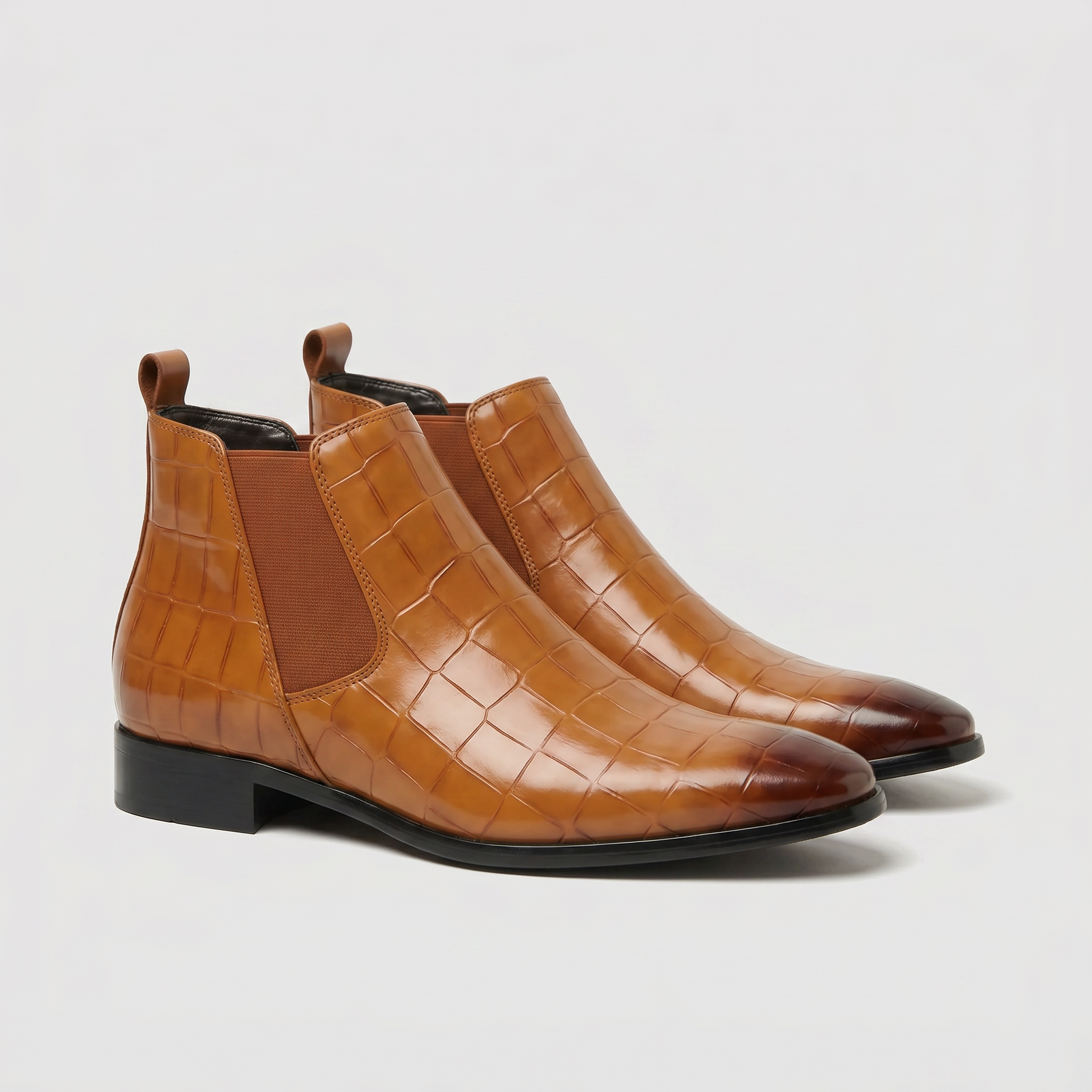 Men’s Croc-Texture Chelsea Boots - Dress Ankle Slip-On Fit