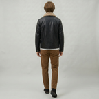 Men’s Faux Leather Jacket - Zip-Up Sherpa-Lined Regular Fit