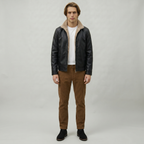 Men’s Faux Leather Jacket - Zip-Up Sherpa-Lined Regular Fit