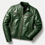 Men's Faux Leather Biker Jacket - Slim Fit Moto Racer Zip Up Jacket