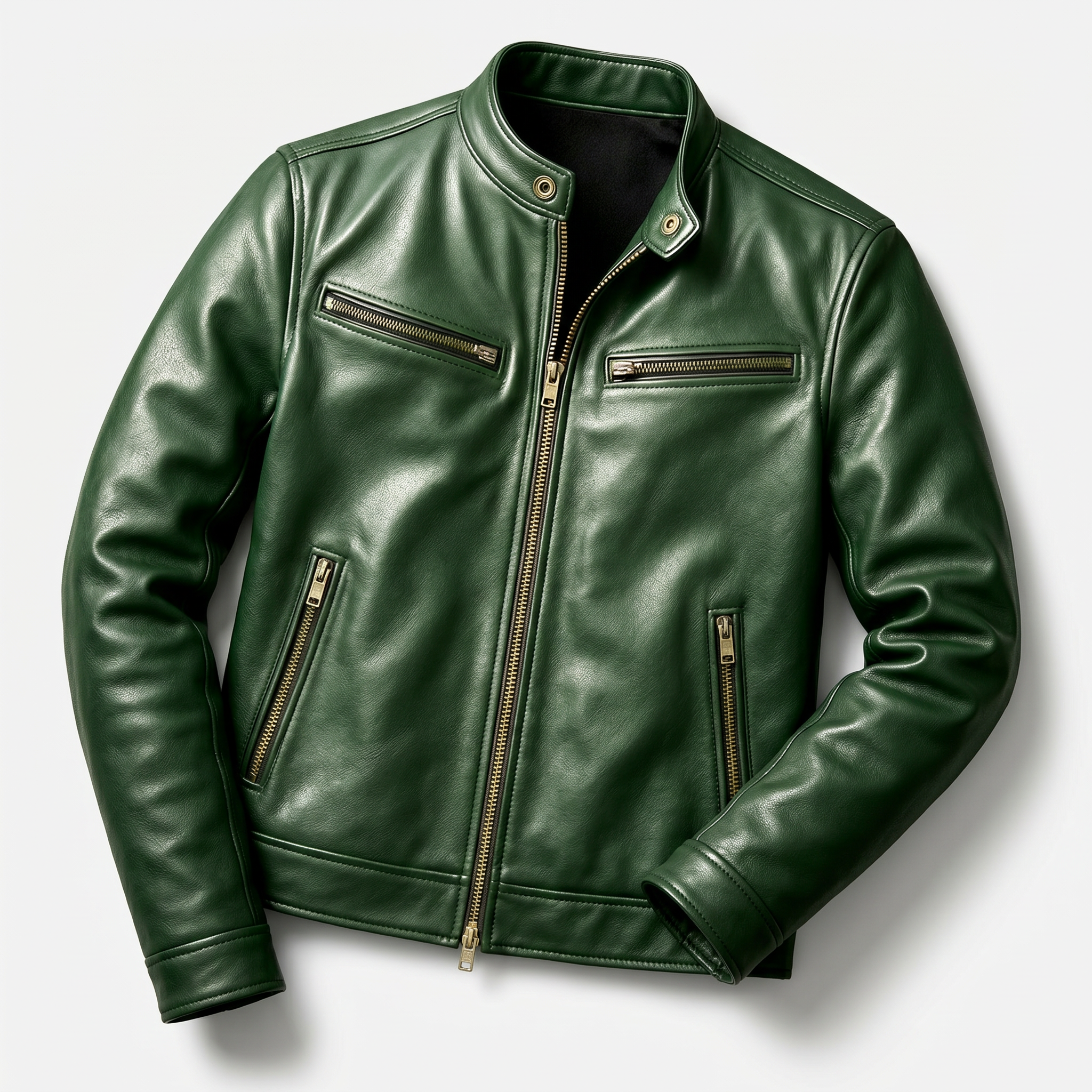 Men's Faux Leather Biker Jacket - Slim Fit Moto Racer Zip Up Jacket