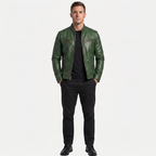 Men's Faux Leather Biker Jacket - Slim Fit Moto Racer Zip Up Jacket