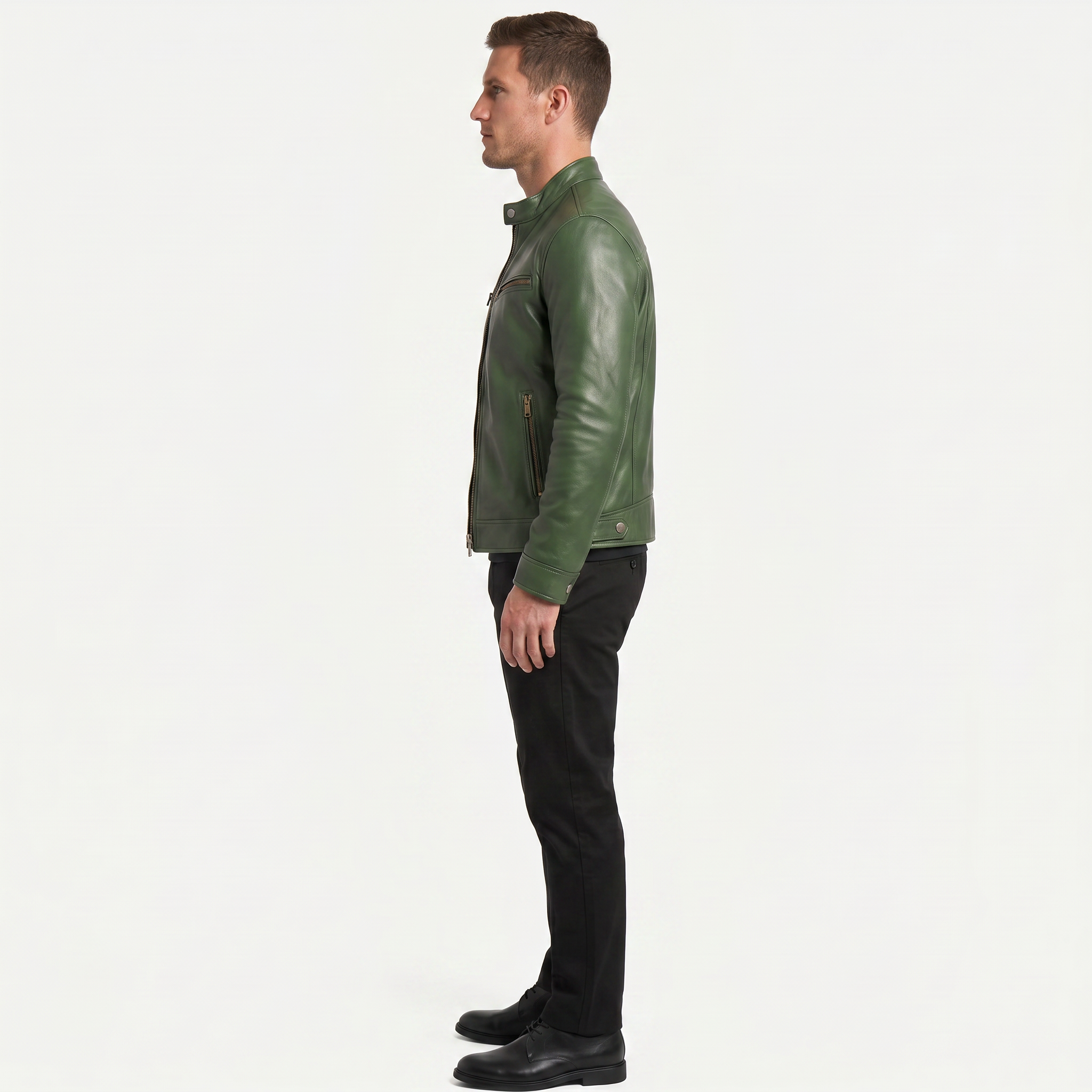 Men's Faux Leather Biker Jacket - Slim Fit Moto Racer Zip Up Jacket