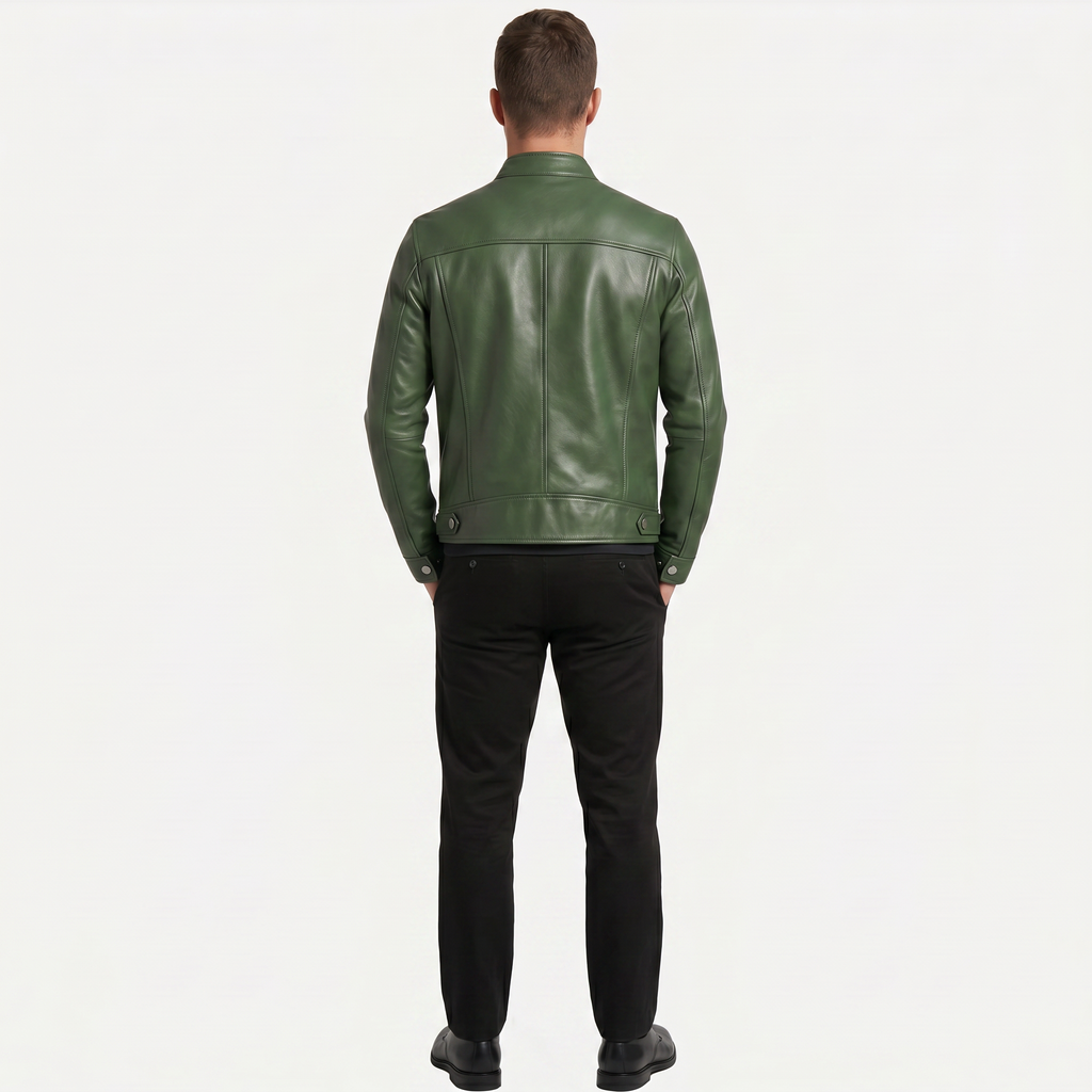 Men's Faux Leather Biker Jacket - Slim Fit Moto Racer Zip Up Jacket