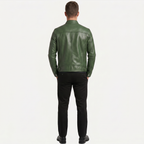 Men's Faux Leather Biker Jacket - Slim Fit Moto Racer Zip Up Jacket