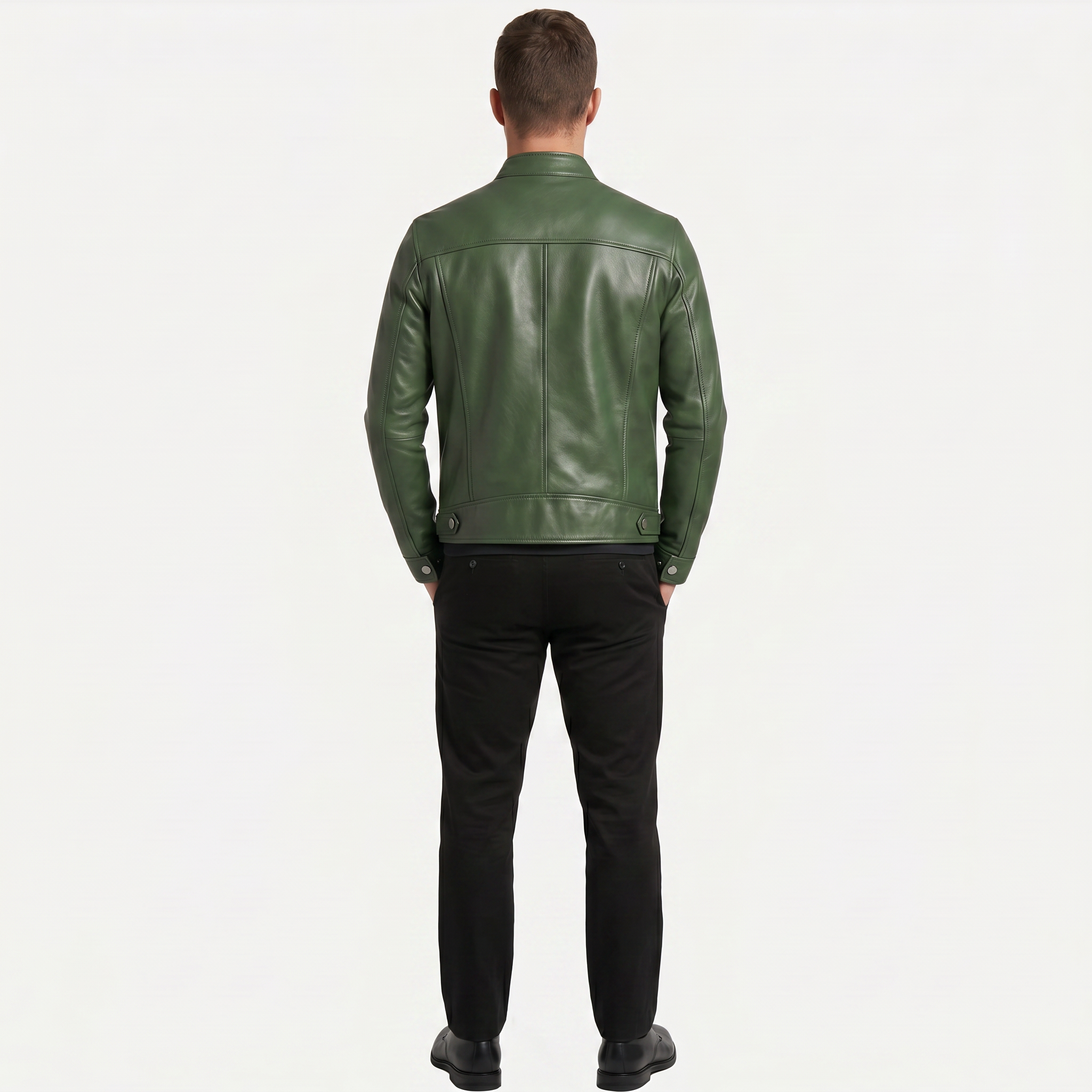Men's Faux Leather Biker Jacket - Slim Fit Moto Racer Zip Up Jacket