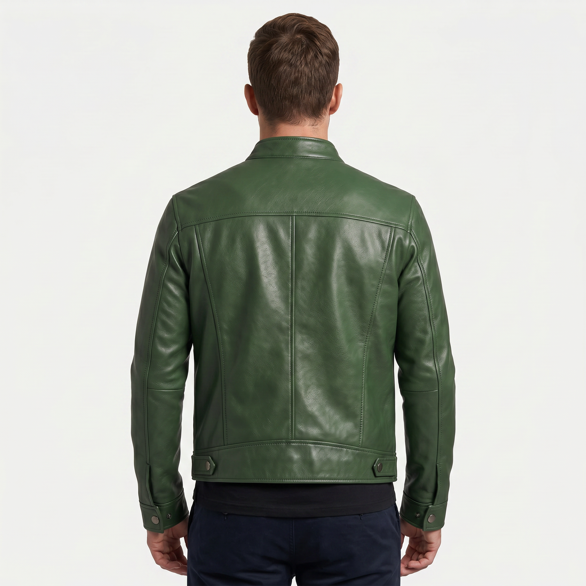 Men's Faux Leather Biker Jacket - Slim Fit Moto Racer Zip Up Jacket