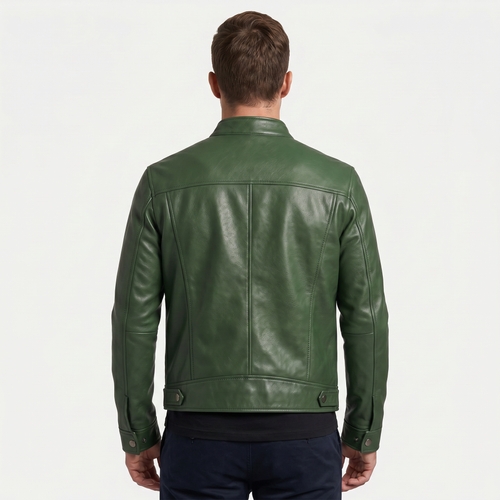 Men's Faux Leather Biker Jacket - Slim Fit Moto Racer Zip Up Jacket