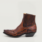 Men’s Burnt Flower Western Boots - Square Toe Chelsea Fit