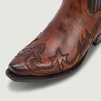 Men’s Burnt Flower Western Boots - Square Toe Chelsea Fit