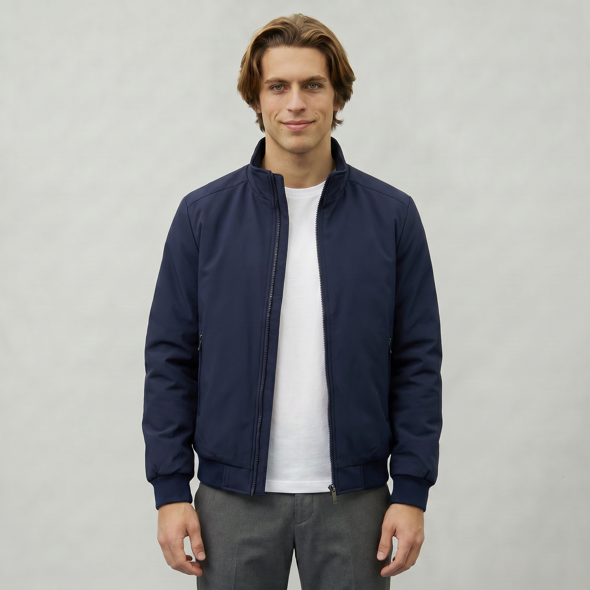 Men’s Full Zip Padded Coat - Stand Collar Regular Fit