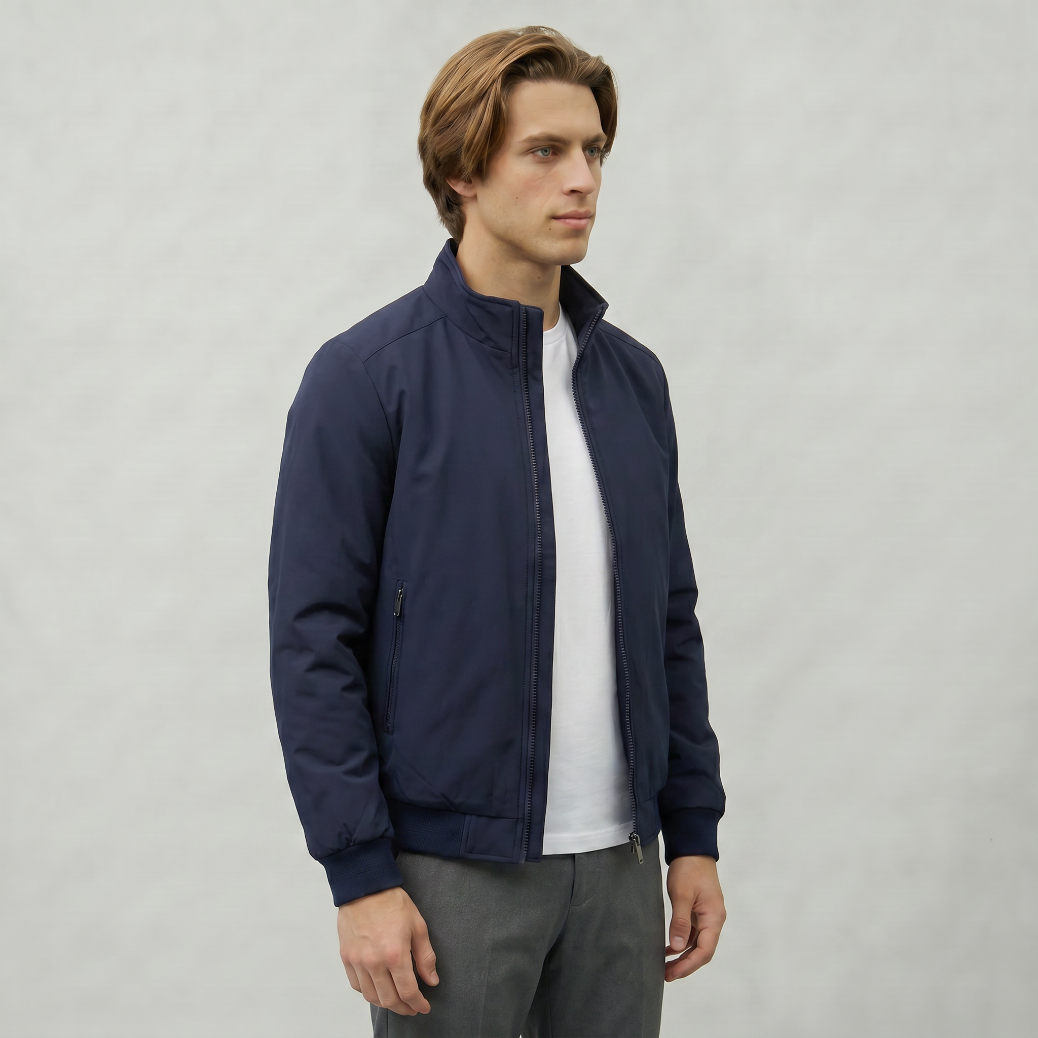 Men’s Full Zip Padded Coat - Stand Collar Regular Fit