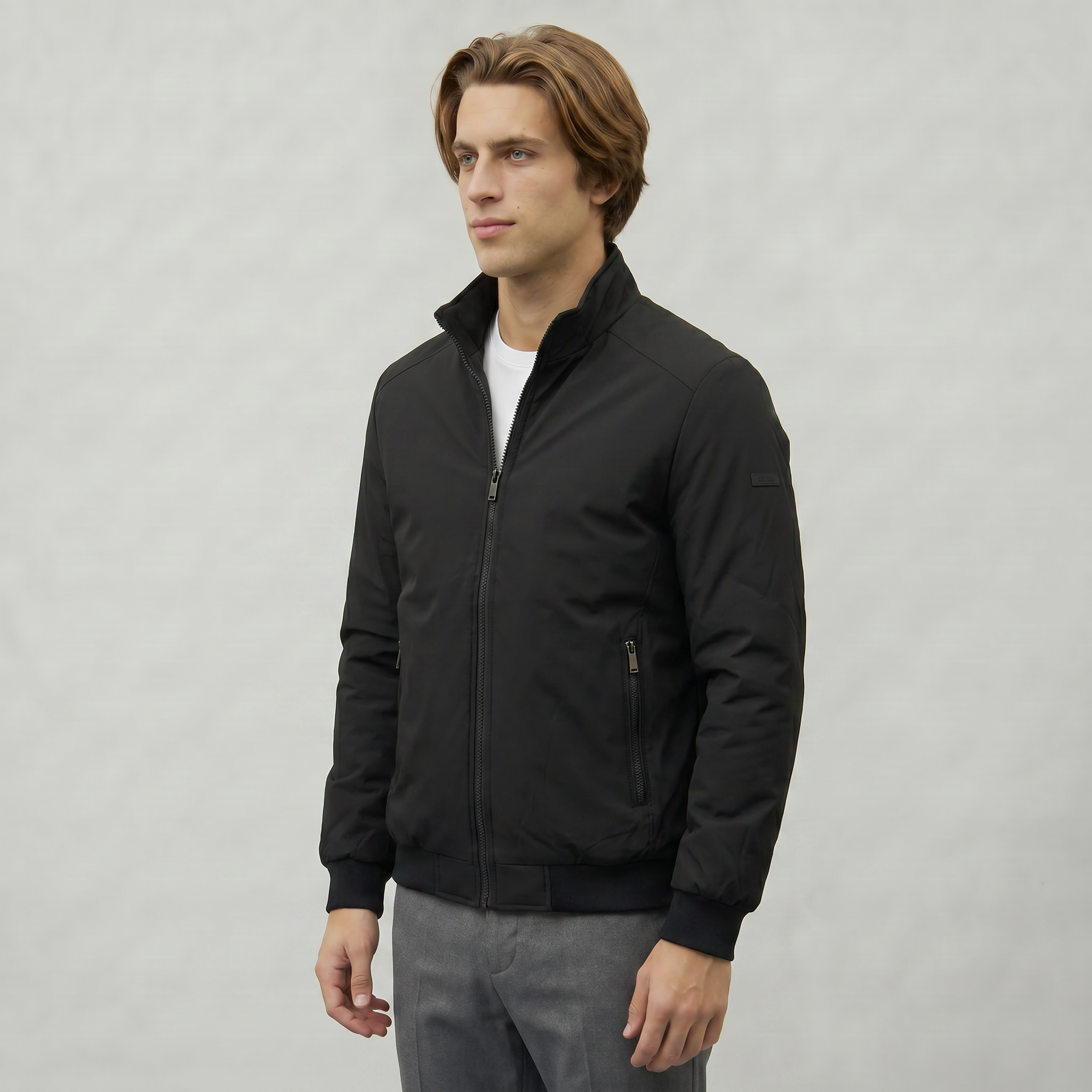 Men’s Full Zip Padded Coat - Stand Collar Regular Fit