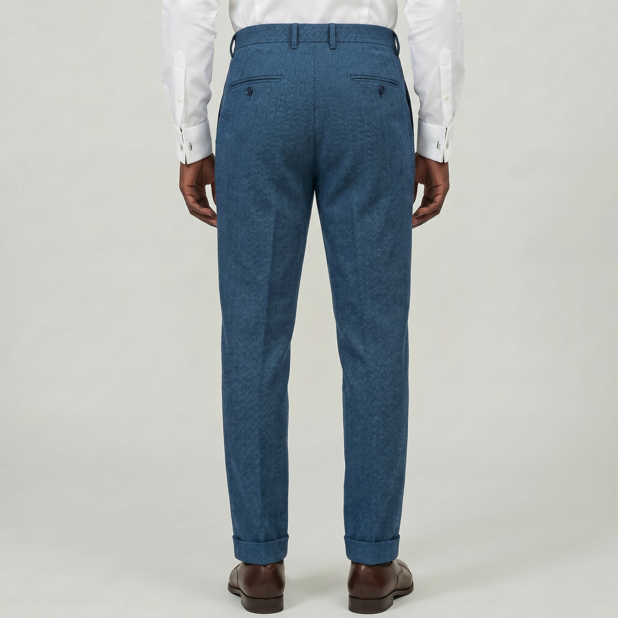 Men’s Herringbone Trousers - Tweed Tailored Fit Pants