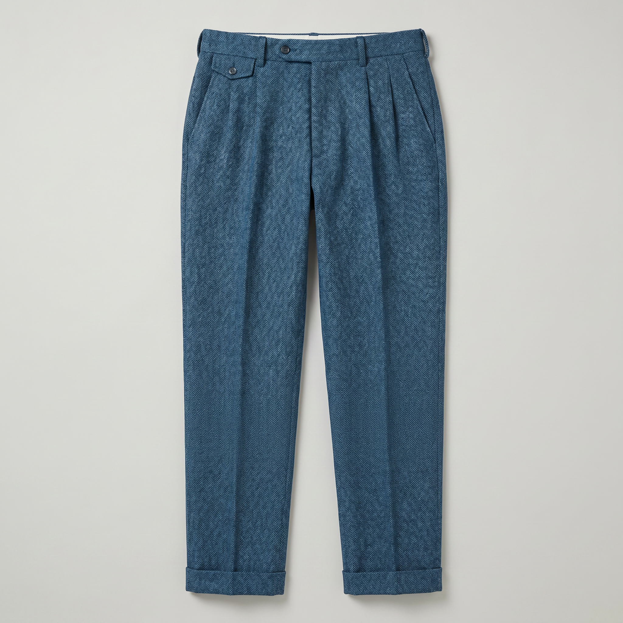 Men’s Herringbone Trousers - Tweed Tailored Fit Pants