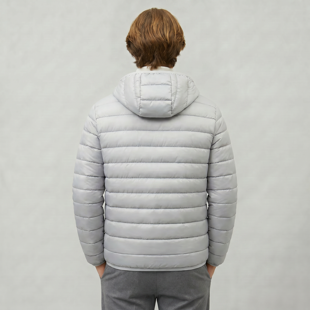 Men’s Hooded Puffer Jacket - Full Zip Lightweight Fit