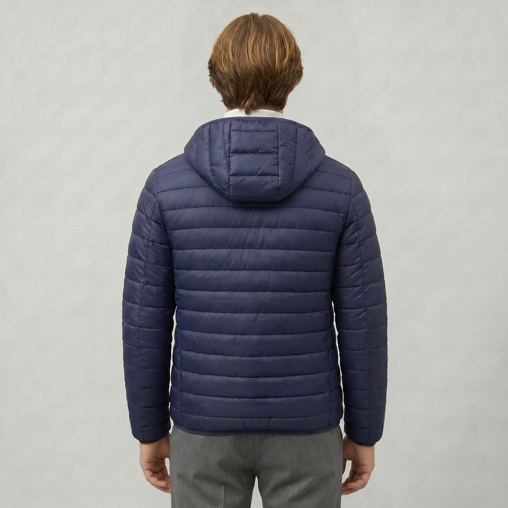 Men’s Hooded Puffer Jacket - Full Zip Lightweight Fit