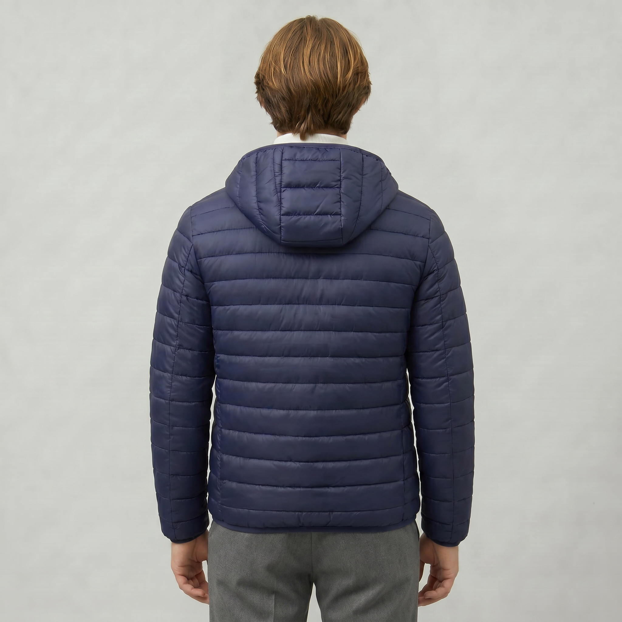 Men’s Hooded Puffer Jacket - Full Zip Lightweight Fit