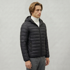 Men’s Hooded Puffer Jacket - Full Zip Lightweight Fit
