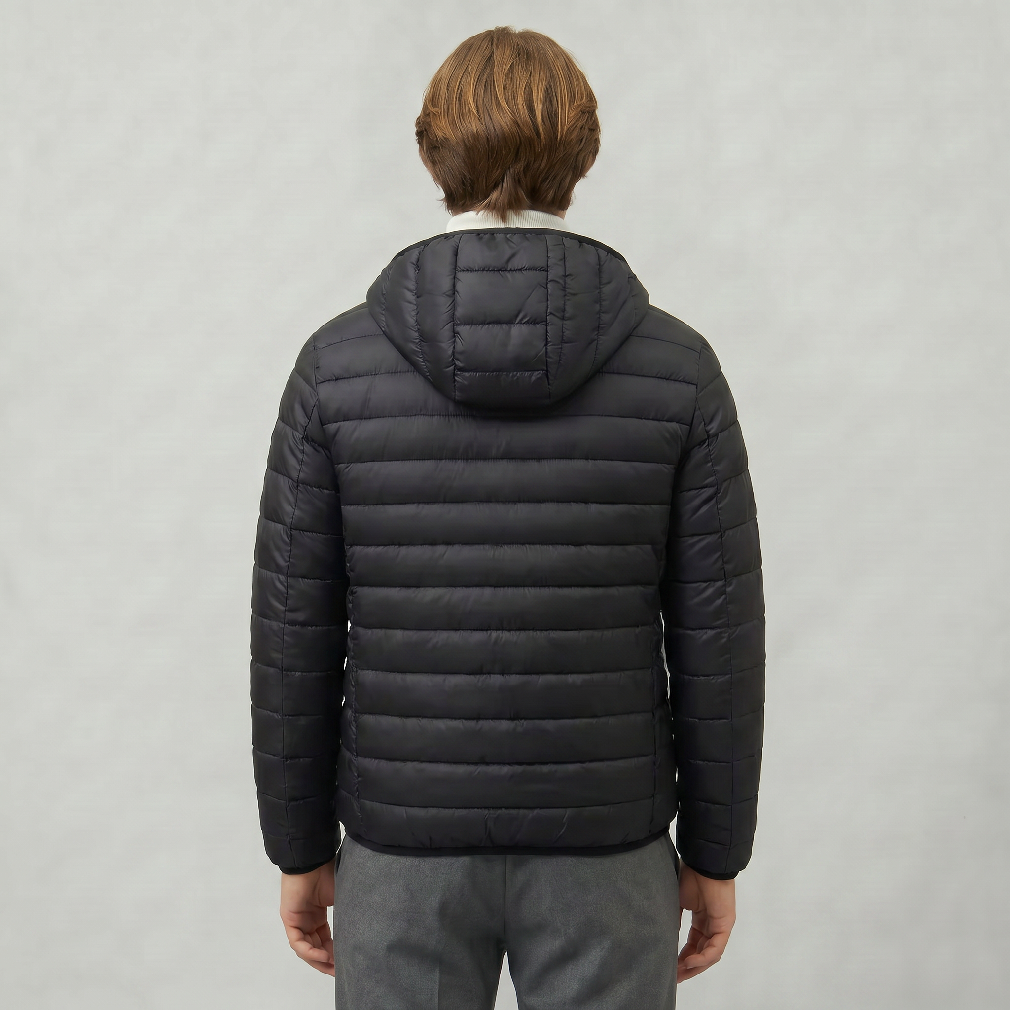 Men’s Hooded Puffer Jacket - Full Zip Lightweight Fit
