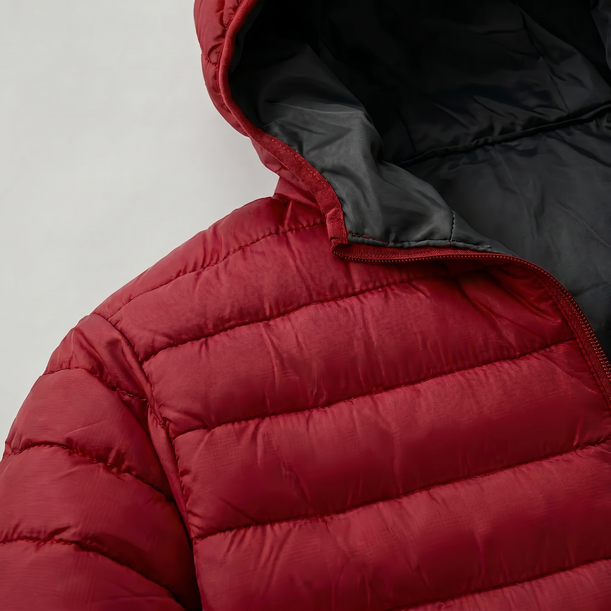 Men’s Hooded Puffer Jacket - Full Zip Lightweight Fit