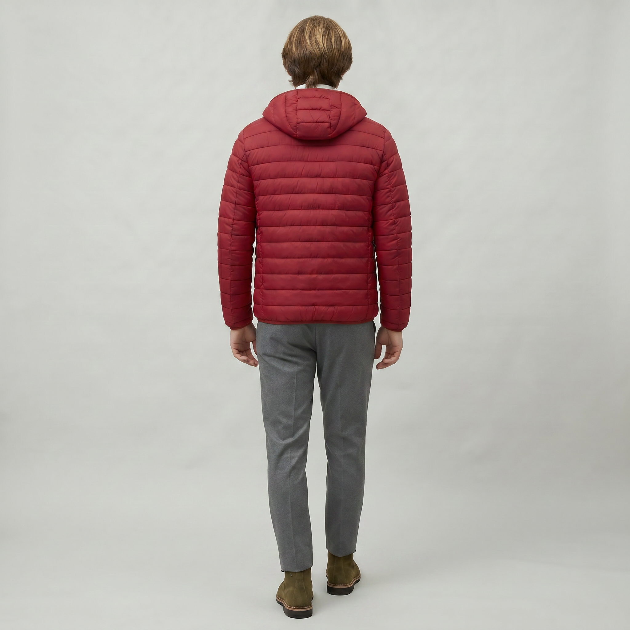 Men’s Hooded Puffer Jacket - Full Zip Lightweight Fit