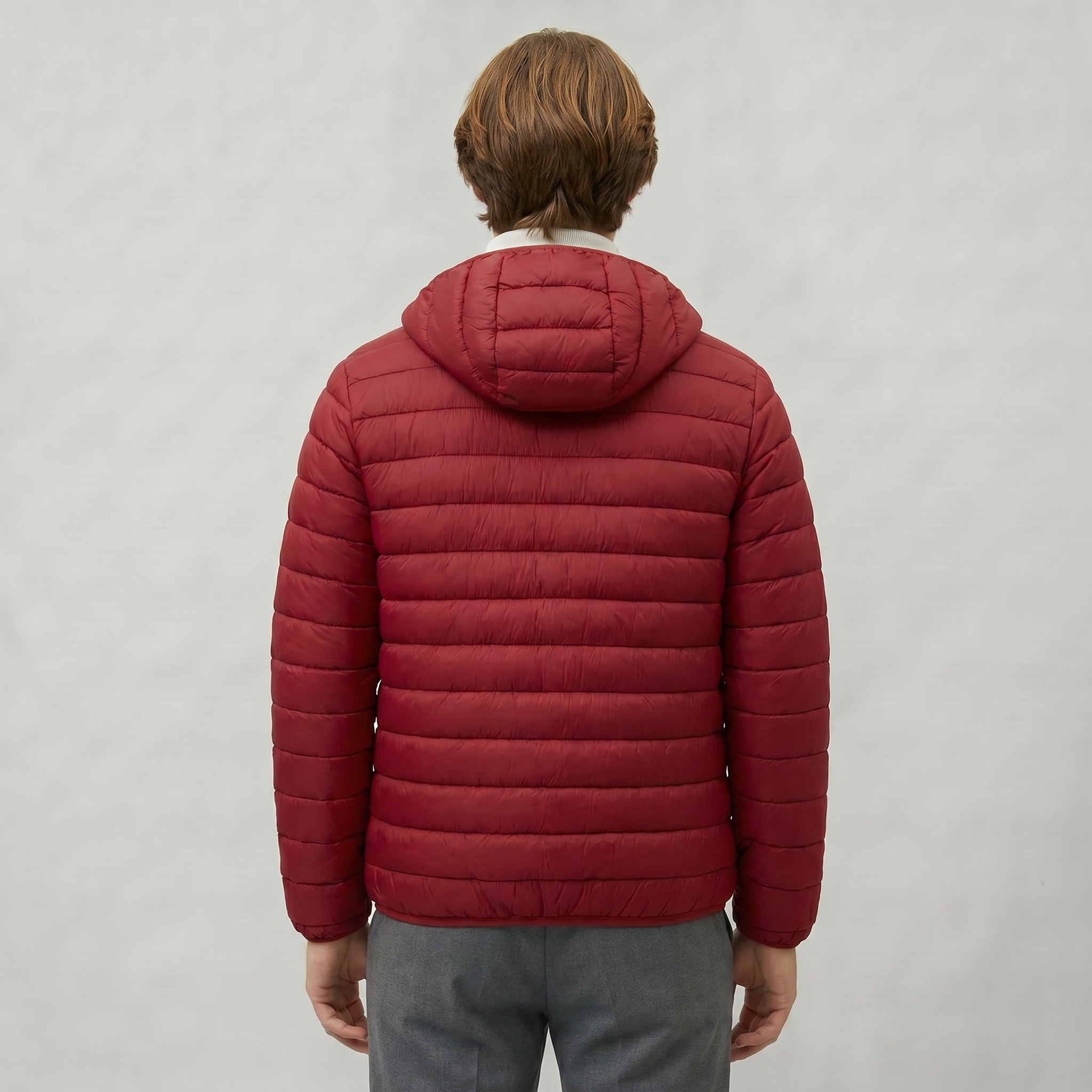 Men’s Hooded Puffer Jacket - Full Zip Lightweight Fit