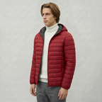 Men’s Hooded Puffer Jacket - Full Zip Lightweight Fit