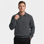 Men’s Long Sleeve Knit Polo - Collared Quarter Zip Sweater