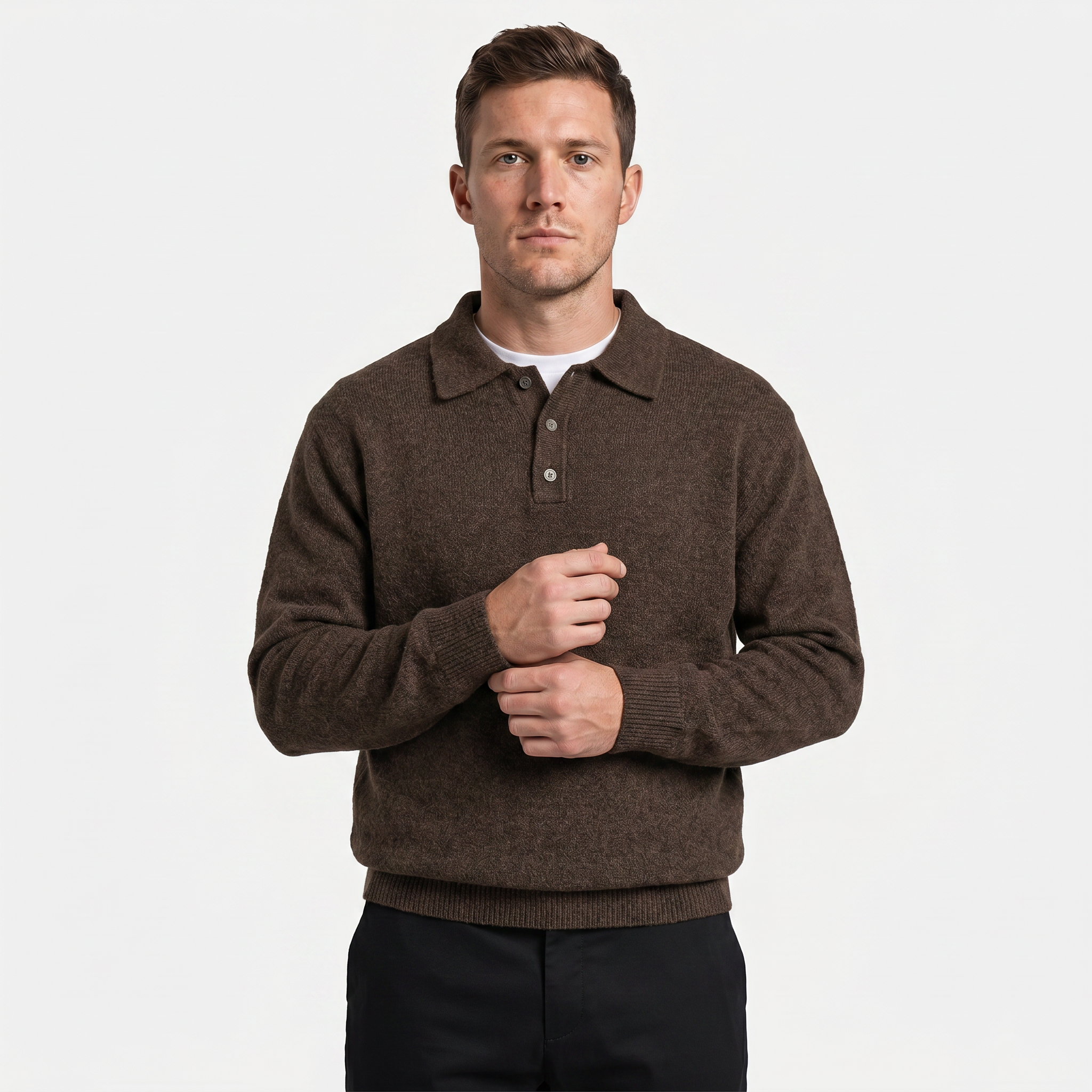 Men’s Long Sleeve Knit Polo - Collared Quarter Zip Sweater