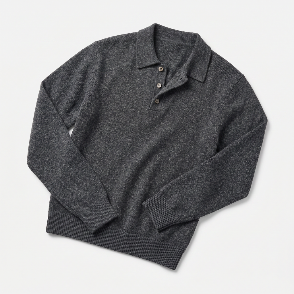 Men’s Long Sleeve Knit Polo - Collared Quarter Zip Sweater