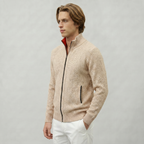 Men’s Knit Zip-Up Jumper - Stand Collar Regular Fit