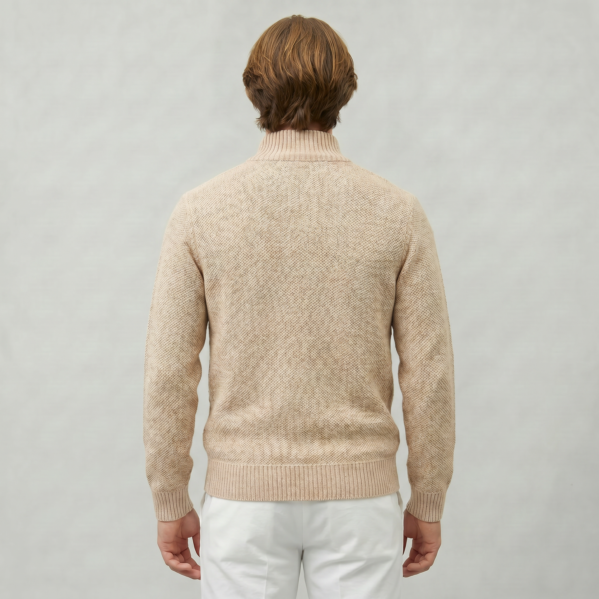 Men’s Knit Zip-Up Jumper - Stand Collar Regular Fit