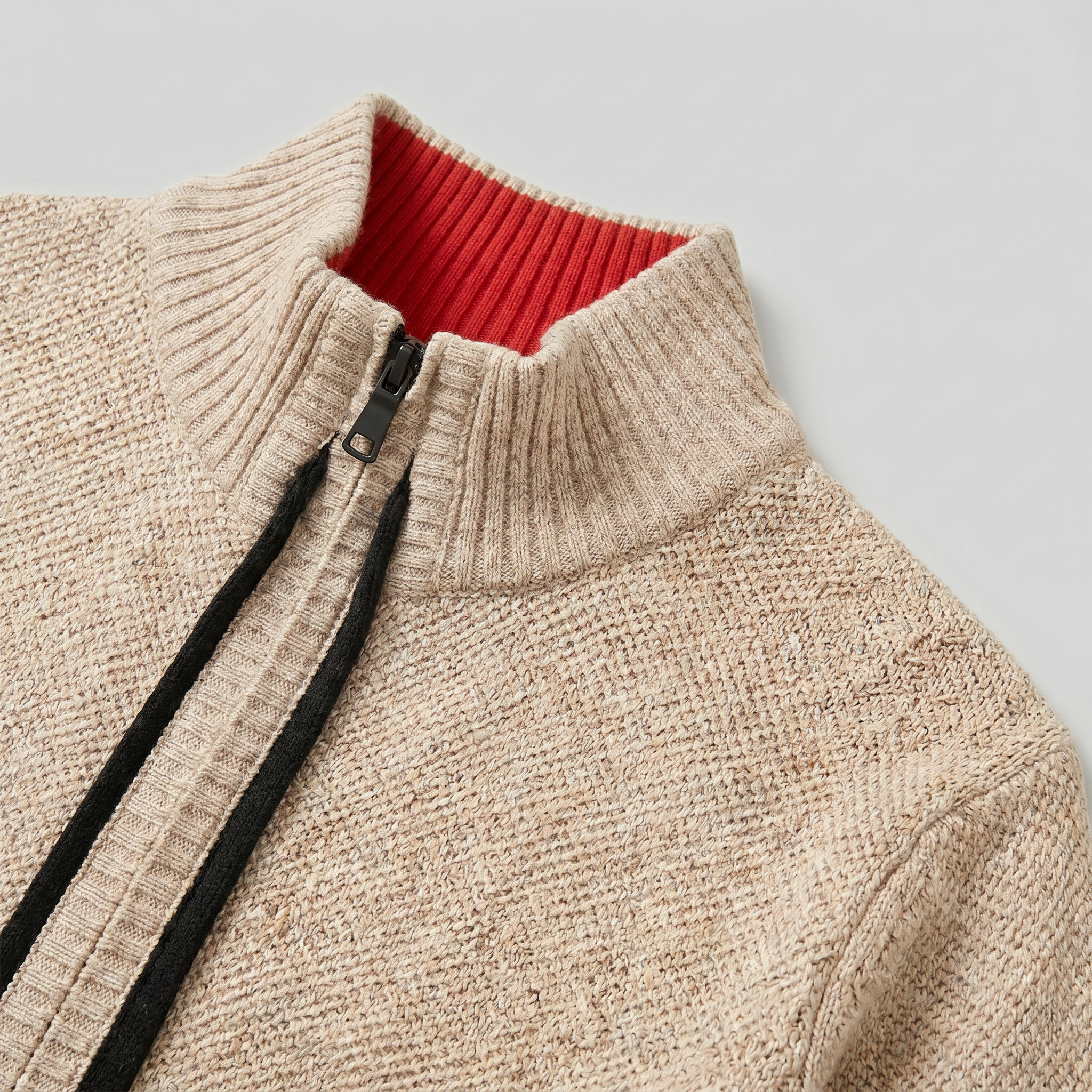 Men’s Knit Zip-Up Jumper - Stand Collar Regular Fit