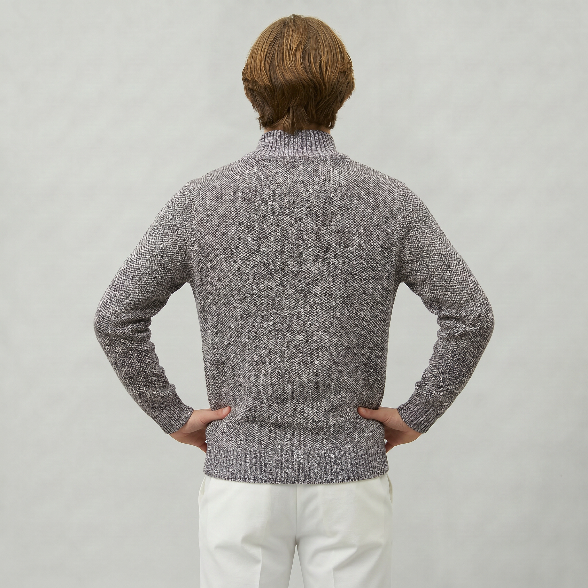 Men’s Knit Zip-Up Jumper - Stand Collar Regular Fit