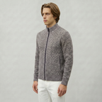 Men’s Knit Zip-Up Jumper - Stand Collar Regular Fit