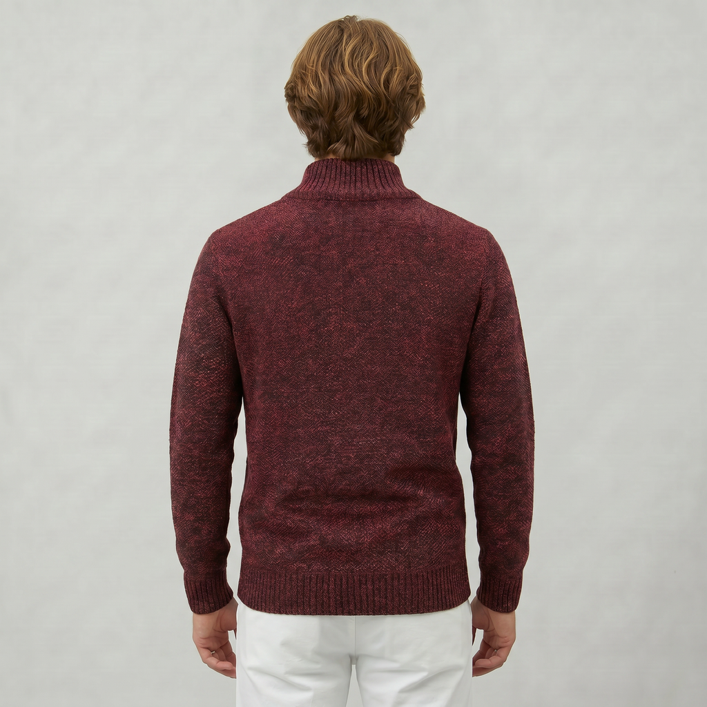 Men’s Knit Zip-Up Jumper - Stand Collar Regular Fit