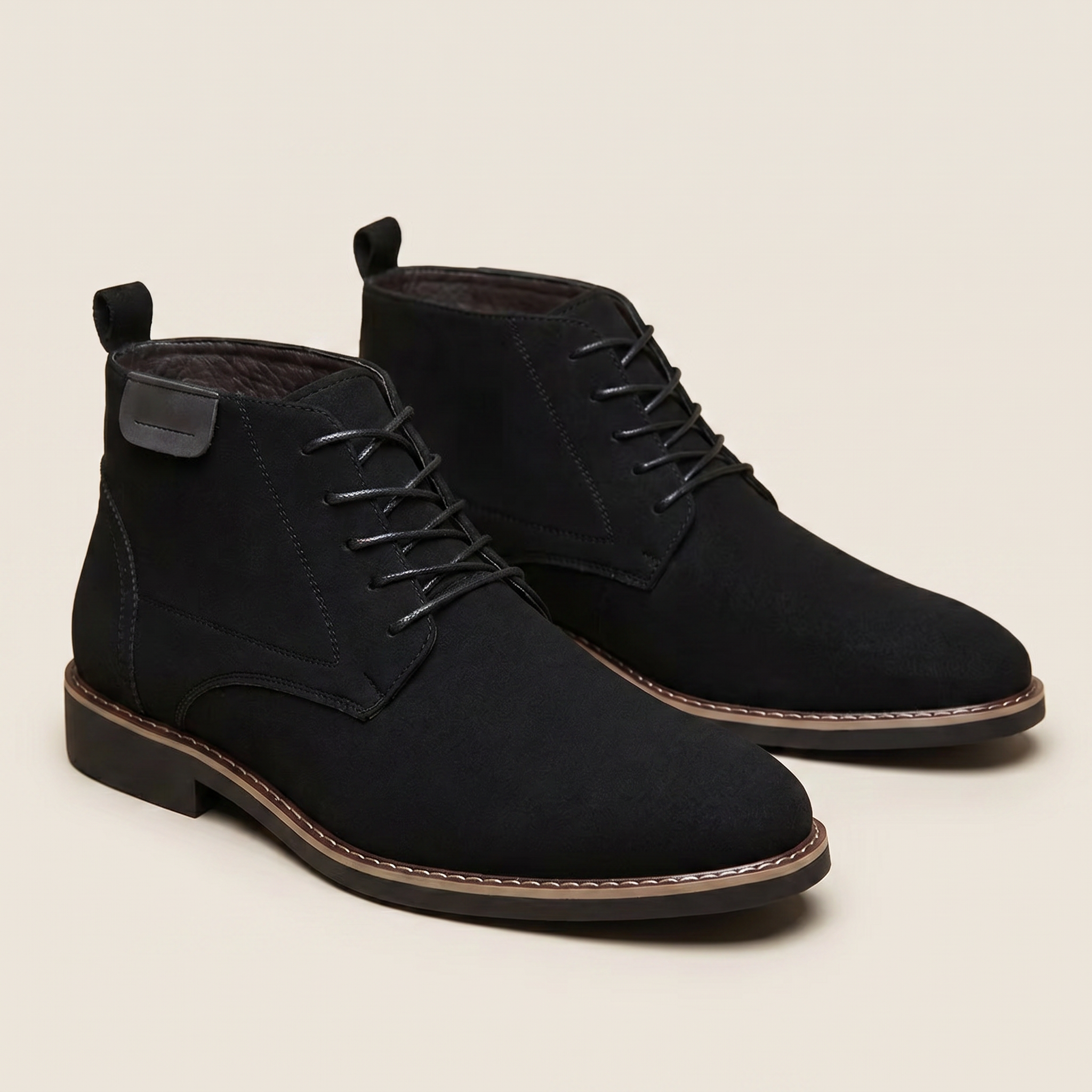 Men’s Lace-Up Ankle Boots - Round Toe Regular Fit