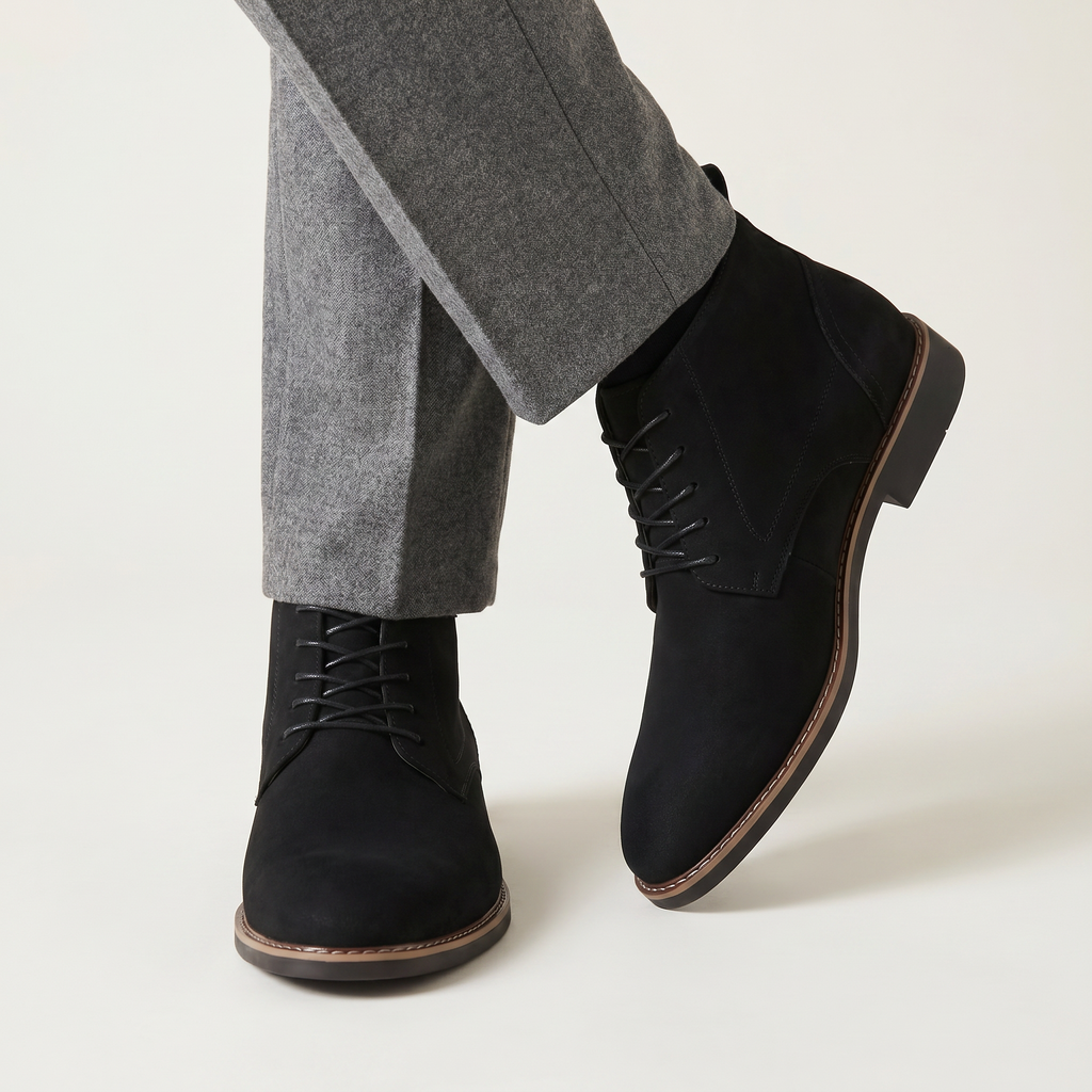Men’s Lace-Up Ankle Boots - Round Toe Regular Fit