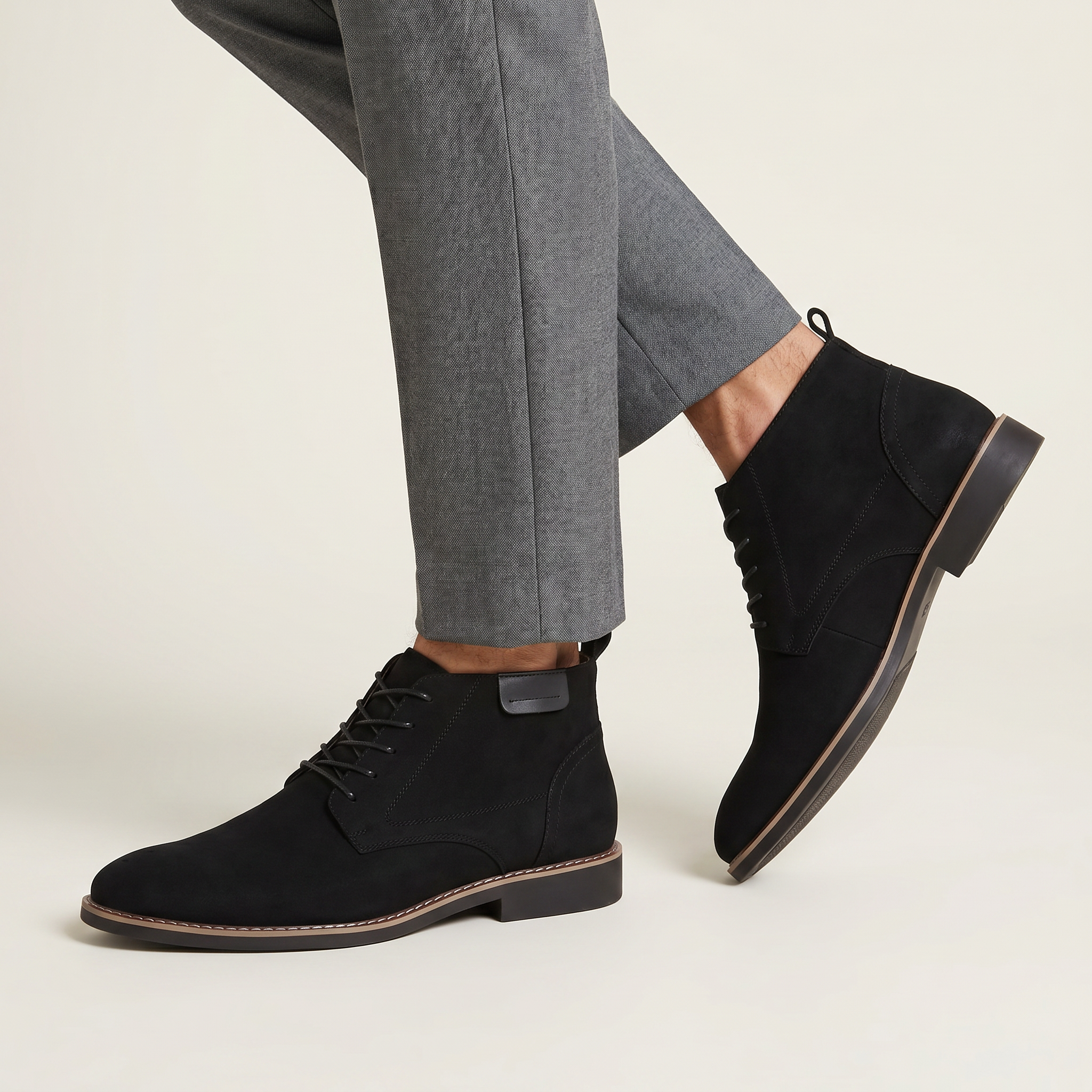 Men’s Lace-Up Ankle Boots - Round Toe Regular Fit