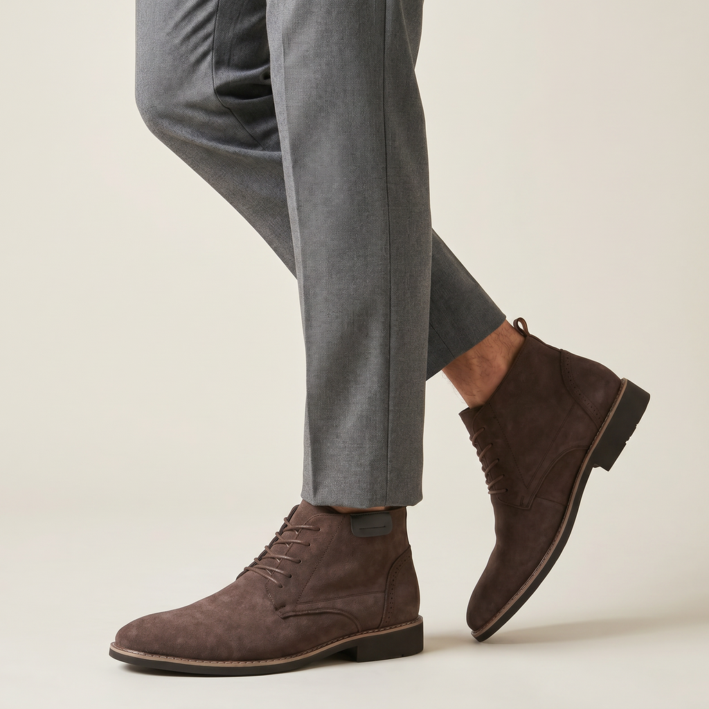 Men’s Lace-Up Ankle Boots - Round Toe Regular Fit